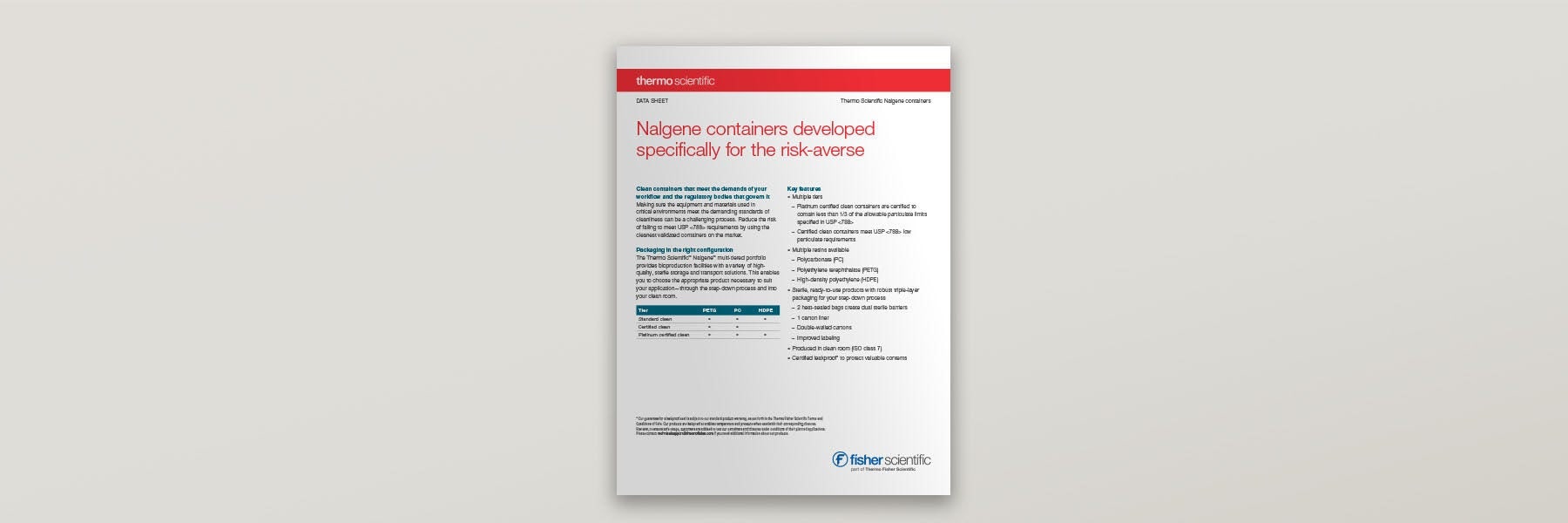 Nalgene Containers Data Sheet