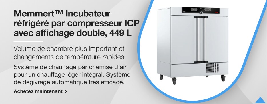 Memmert&trade; Incubateur r&eacute;frig&eacute;r&eacute; par compresseur ICP avec affichage double, 449 L